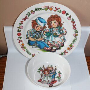 Vintage 1969 Raggedy Ann & Andy Dish Set